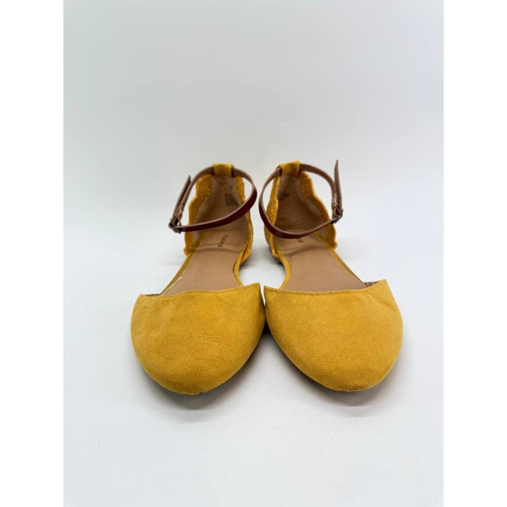 Torrid Women's Size 11W Mustard Yellow Embroidered Ankle Tie Pointed Flats - Picture 2 of 10
